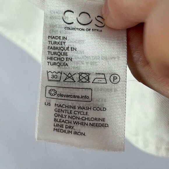 COS Cotton Linen Lyocell BLend V-Neck Sleeveless Tank Blouse White Size 2 - Picture 6 of 7